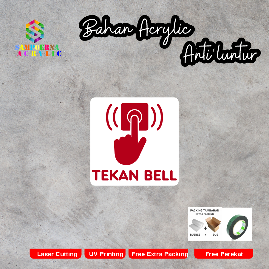 Jual sign akrilik TEKAN BELL berbagai warna minimalis aesthetic terbaru ...