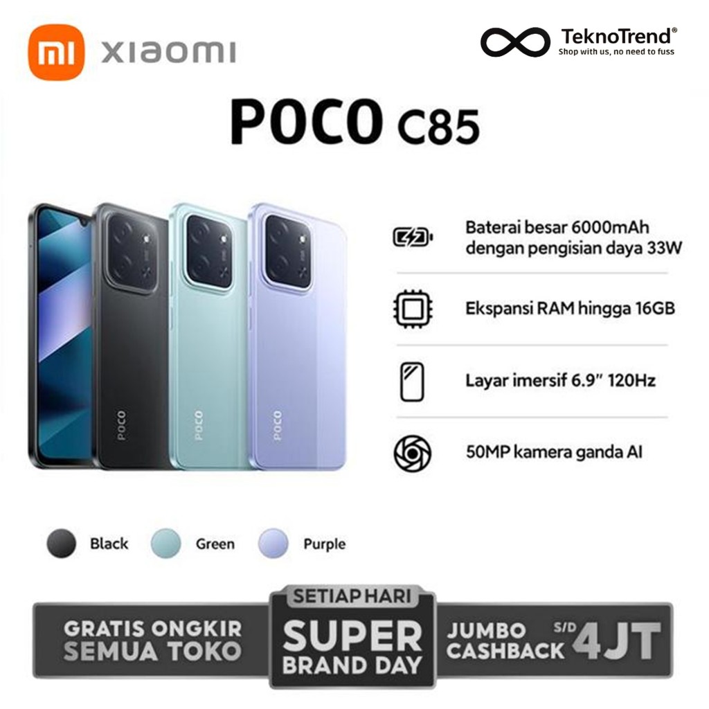 XIAOMI POCO C85 C75 C71 8/256 6/128 4/128 HANDPHONE ANDROID GARANSI RESMI  POCOPHONE