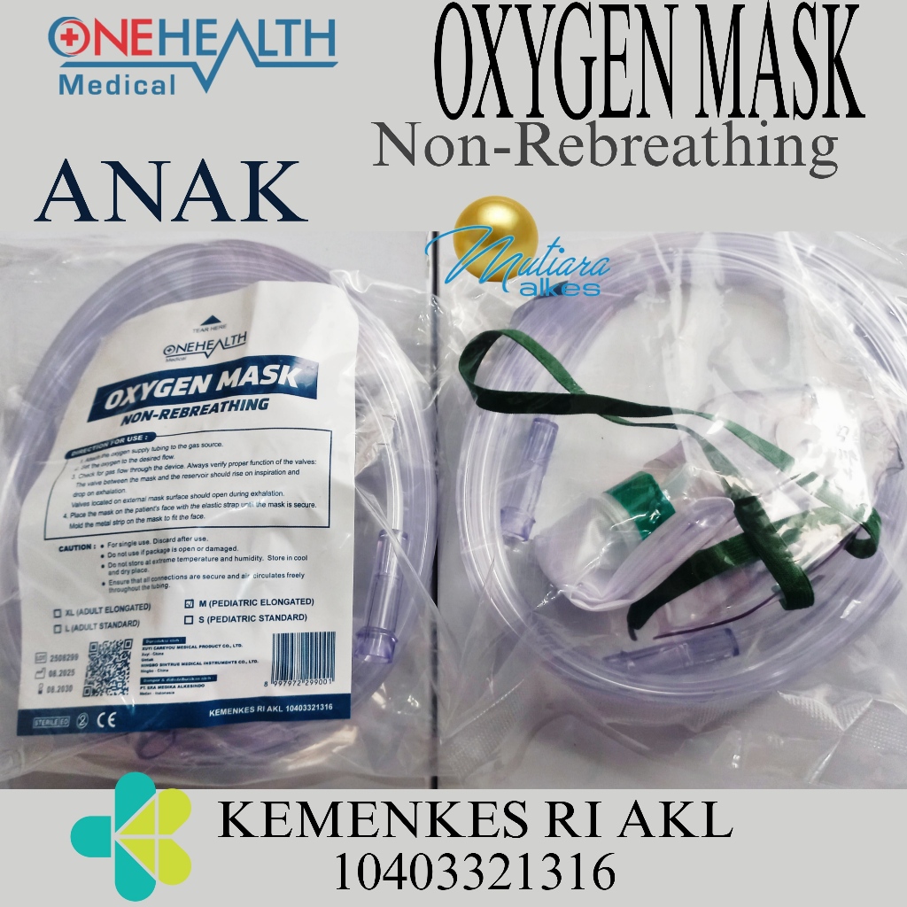 Jual GEA Masker Oksigen Non Rebreathing Dewasa Anak Bayi / NRM Oxygen ...