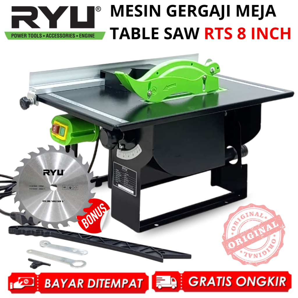 Jual RYU Mesin Gergaji Meja Potong Kayu Table Saw RTS 8 Inch Circular ...