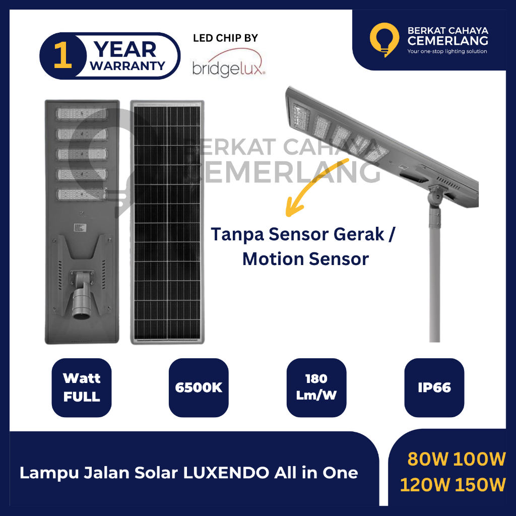 Jual Lampu Jalan Solar All In One 80W 100W 120W 150W PJU LED Tenaga ...