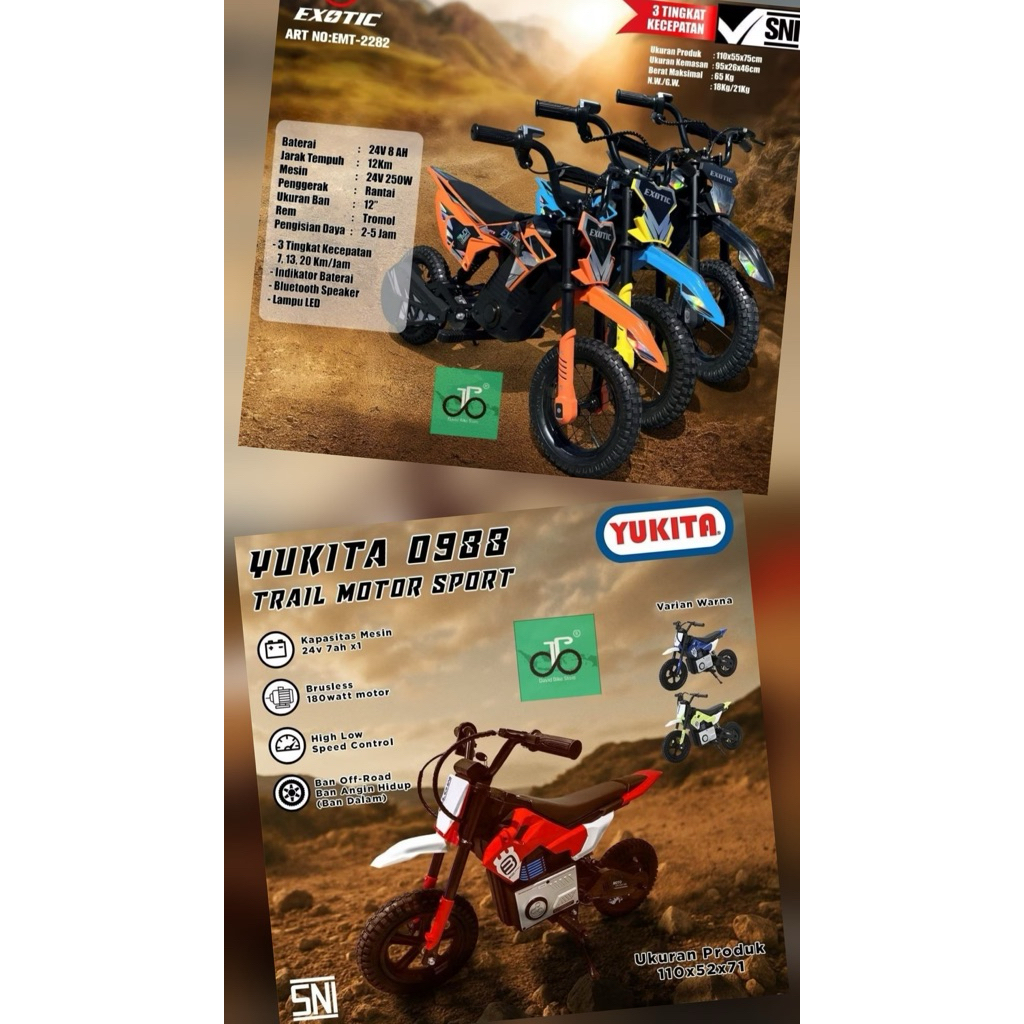 Jual Trail Listrik Anak Motor Aki anak model Trail tril Yukita 0952 ces ...