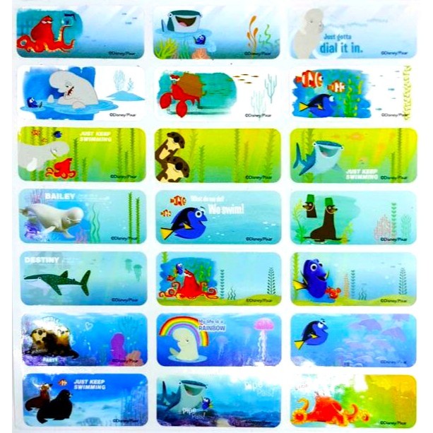 Jual Label Nama Anti Air Sticker Waterproof Premium Dory and Friends ...