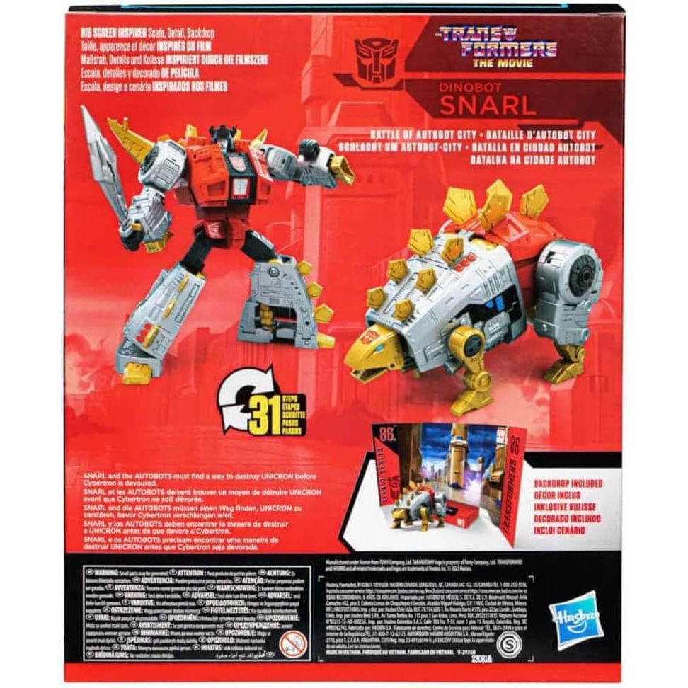 TRANSFORMERS STUDIO SERIES 86 Dinobot Snarl Leader Class The Movie