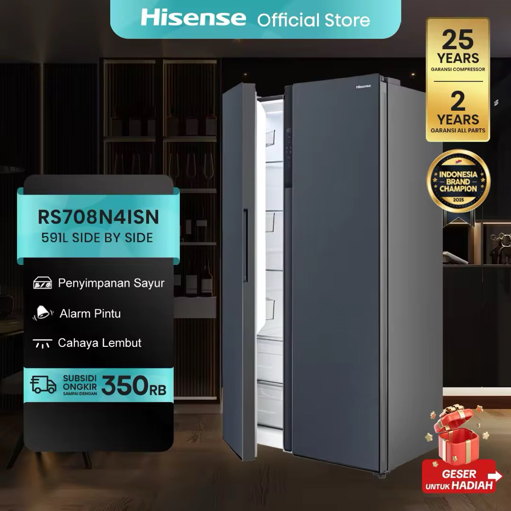 Jual KULKAS SIDE BY SIDE HISENSE RS708N4ISN INVENTER 544L | Shopee ...