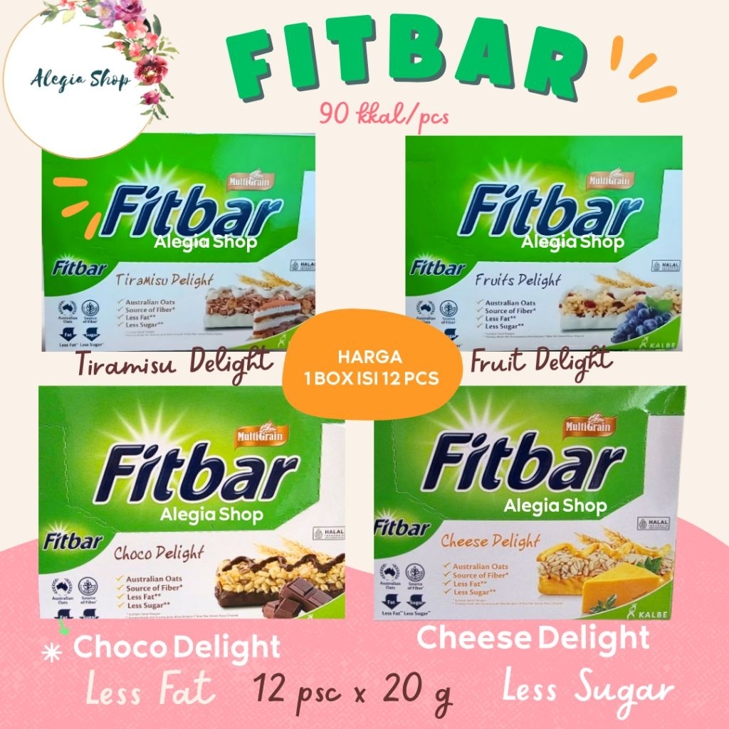 Jual Fitbar 1 box isi 12 pcs All Variant Multgrain Bar Snack Diet Sehat ...