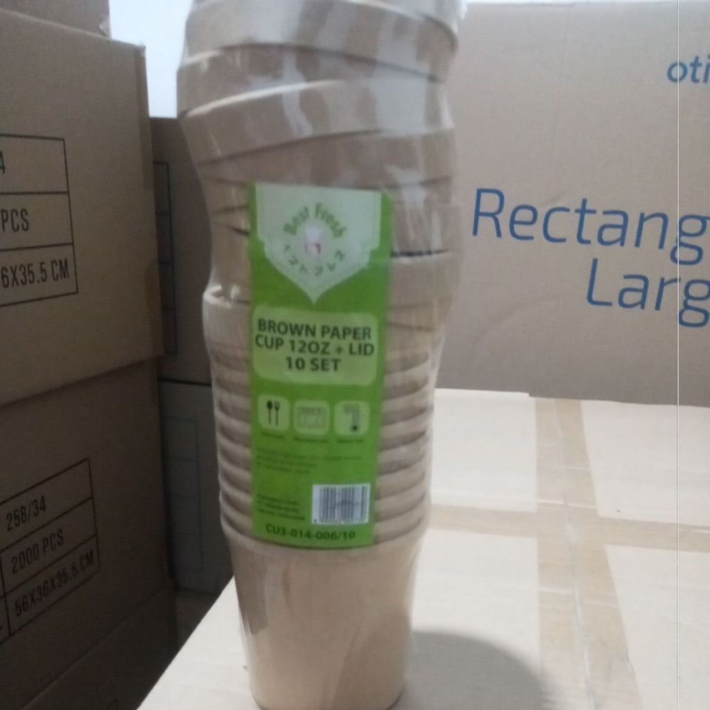 Jual Brown paper cup soup | mangkok kertas kraft coklat cup sup 12 oz ...