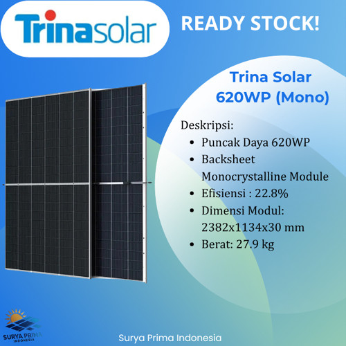 Trina Solar Cell / Panel Surya 620WP SNI Mono Tier 1 Bukan Jinko Longi [Surya Pr