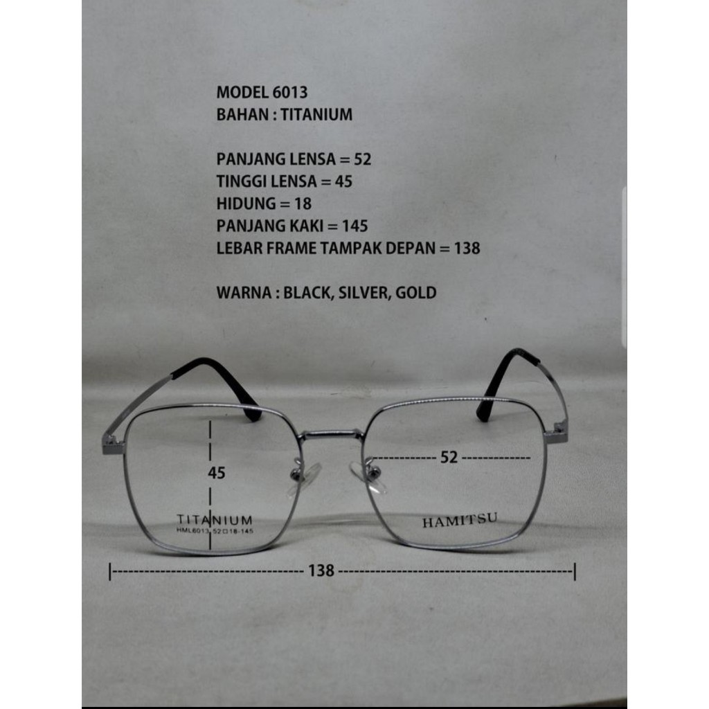 Jual FRAME KACAMATA 6013 TITANIUM PETAK PRIA WANITA | Shopee Indonesia