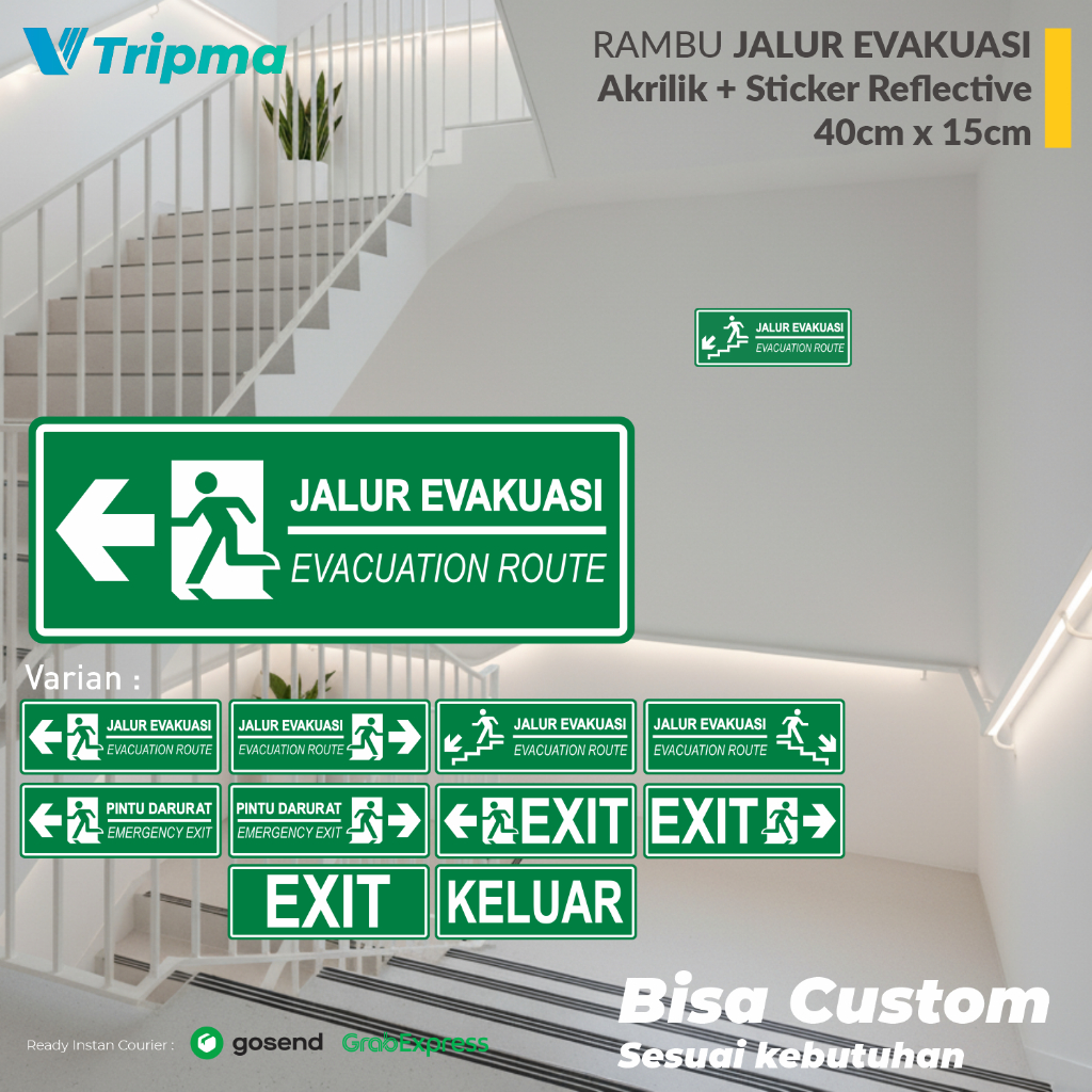 Jual Rambu Rambu Jalur Evakuasi - Exit 40cm x 15cm Akrilik | Shopee ...