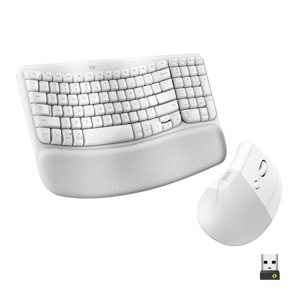 Logitech COMBO Wave Keys & Mouse Vertikal Lift Logitech - Keyboard dan Mouse Nirkabel Ergonomis - dengan Penyangga Telapak Tangan Empuk, Easy-Switch,  (2)