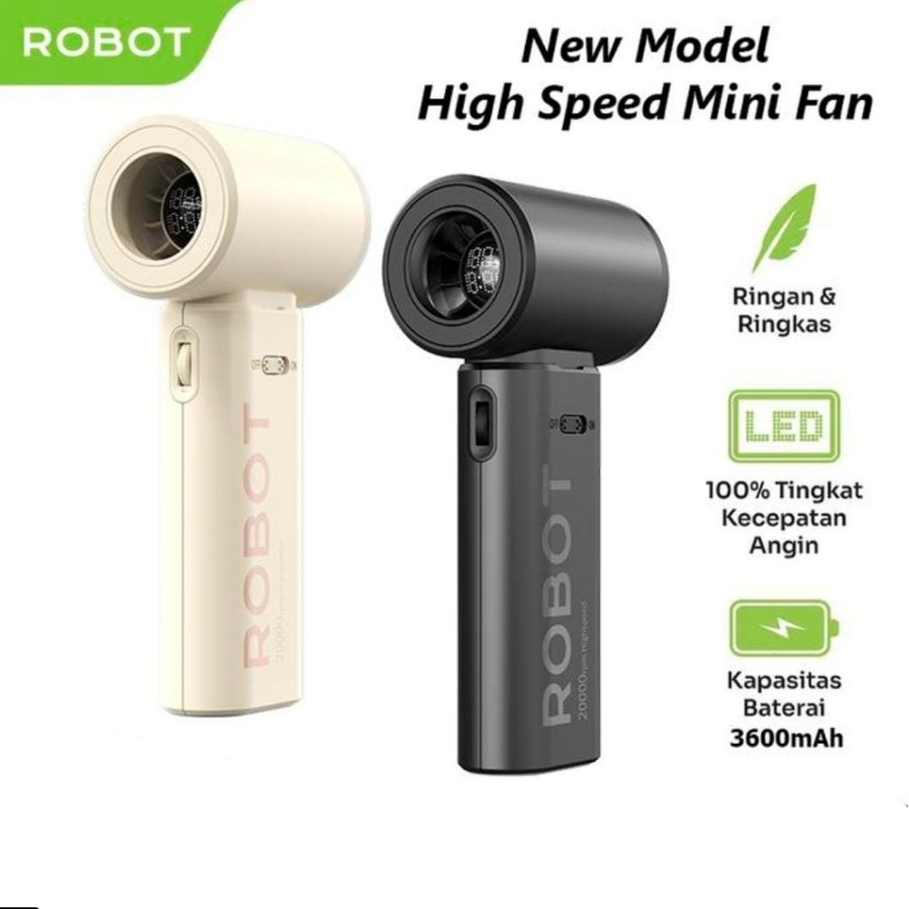 Jual Kipas Portable Mini 3600mAh Robot RT-HF03 | Shopee Indonesia