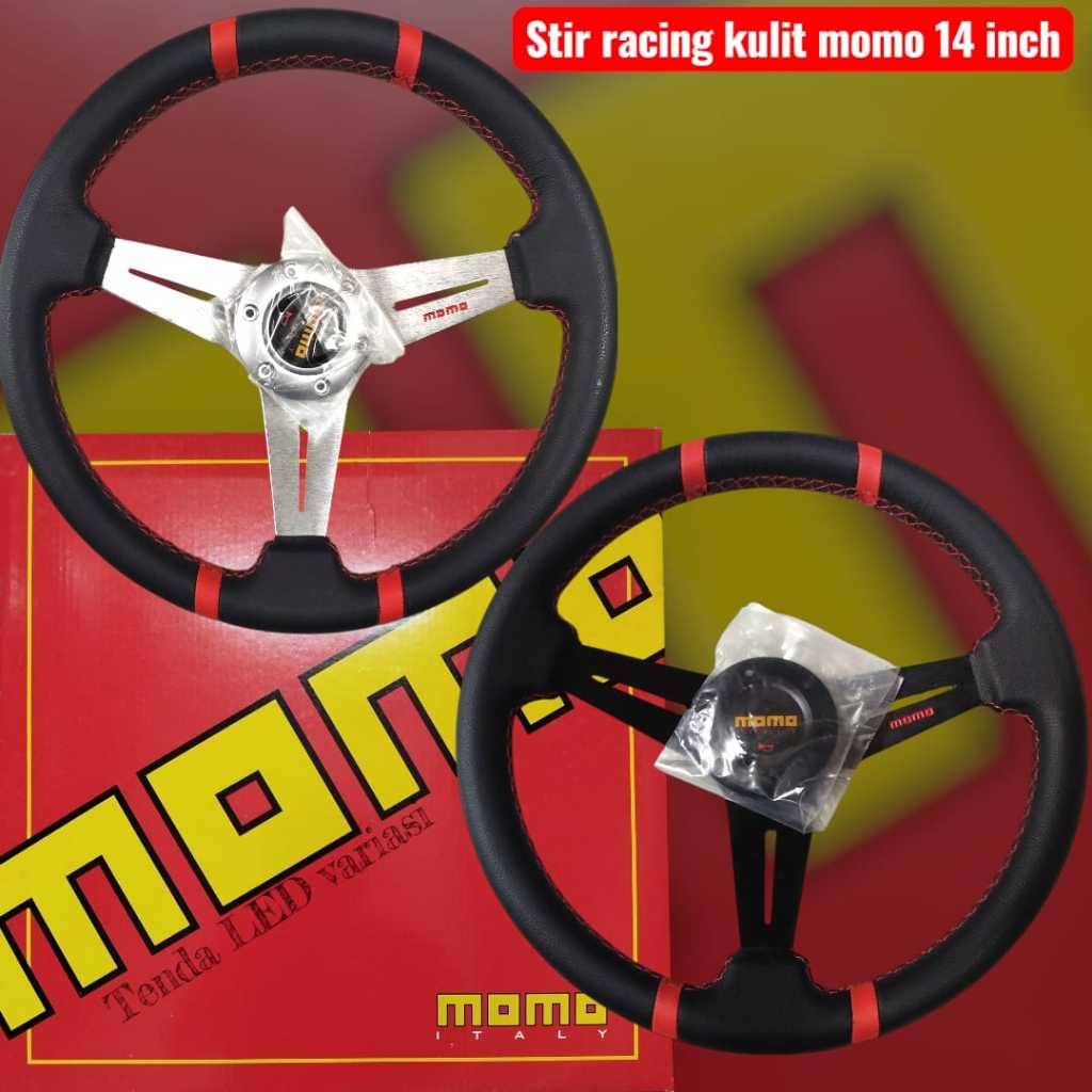 Jual Stir Racing momo kulit 14 inch universal/stir racing 14 inch bahan ...