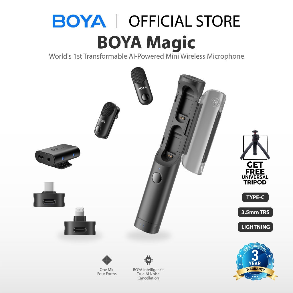 Jual BOYA Magic-02 Type-C MFi Lightning 3.5mm TRS Sistem Mikrofon ...