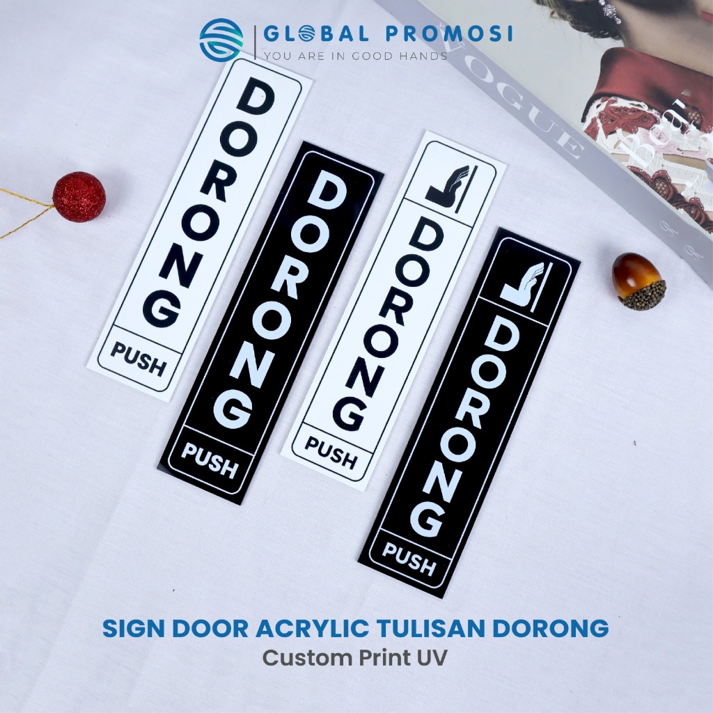Jual READY Sign Door Acrylic Tulisan DORONG Papan Tanda Pintu Akrilik ...