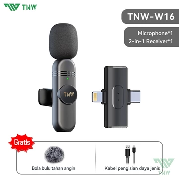 TNW W16 W17 2 In 1 Wireless Microphone Clip On Mic Portable Microphone Mikrofon Lavalier HP