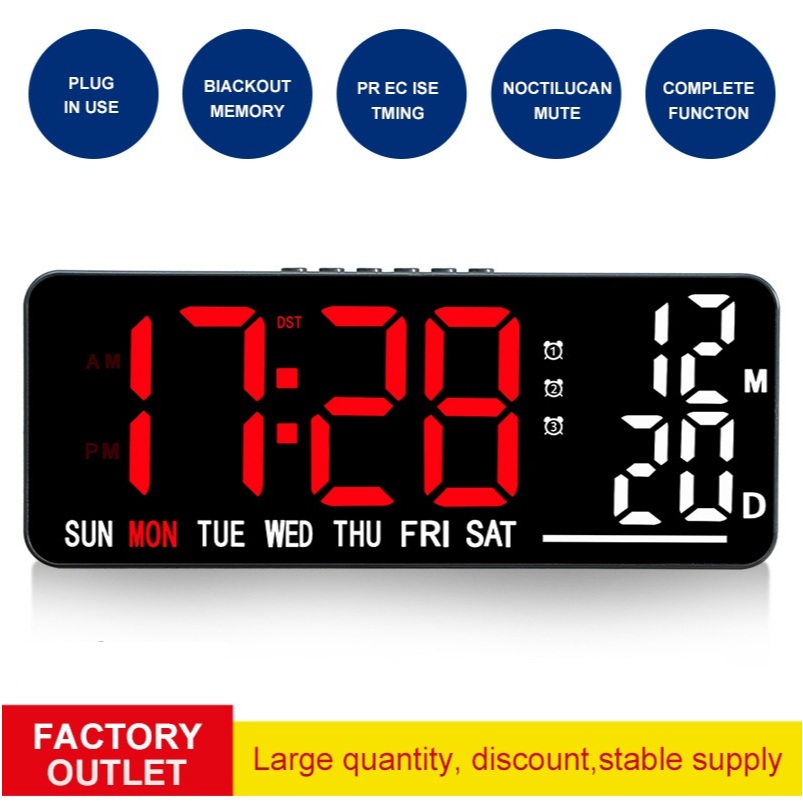 Jual JD-2501 Jam Digital LED Clock Dinding / Meja Fitur Kalender 3x ...
