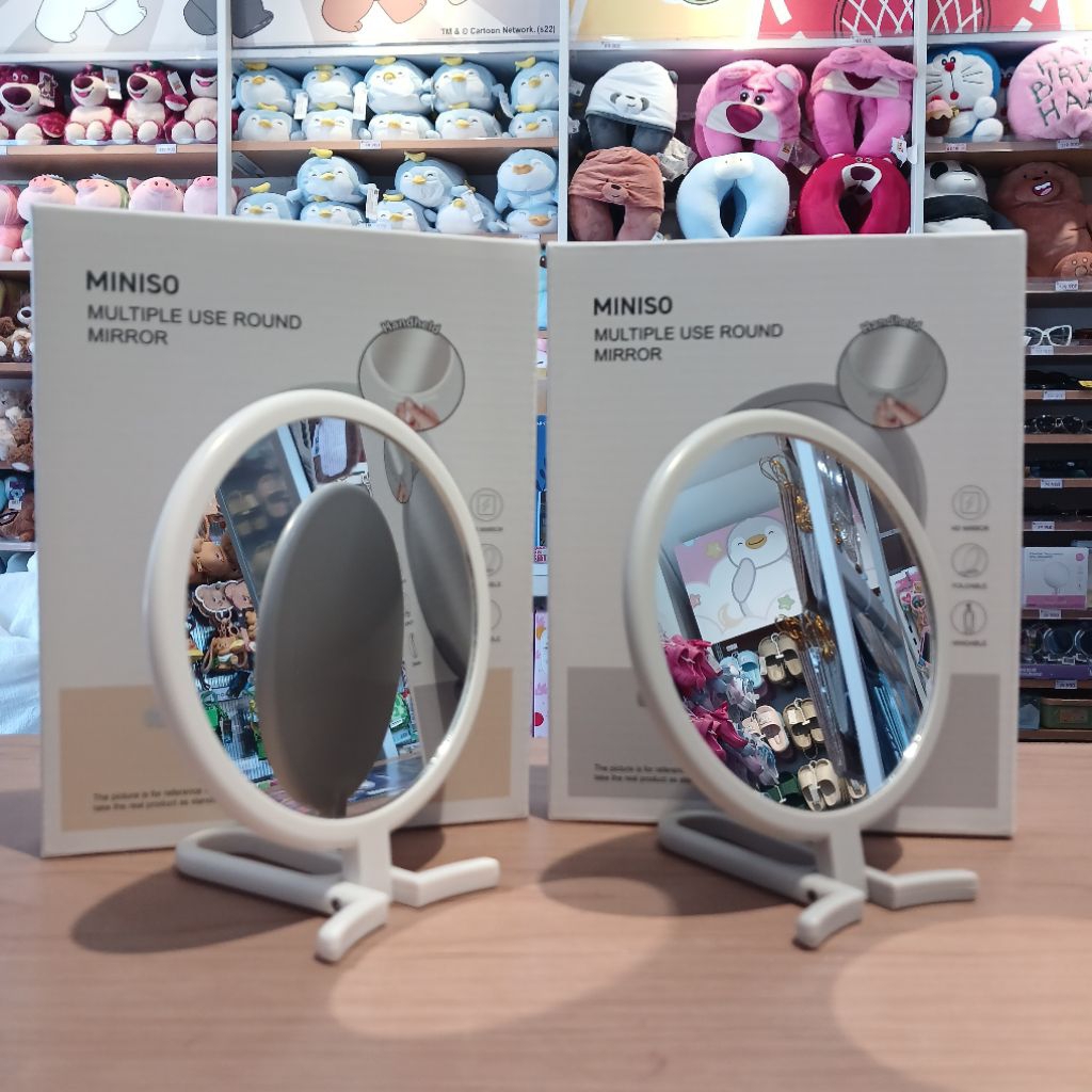 Jual Miniso Multiple Use Round Mirror ( White, Grey ) | Shopee Indonesia