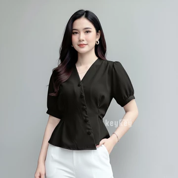 ROLITA Blouse Atasan Wanita Wolfis Premium Asimetris Elegan Blouse Wanita Fit To L