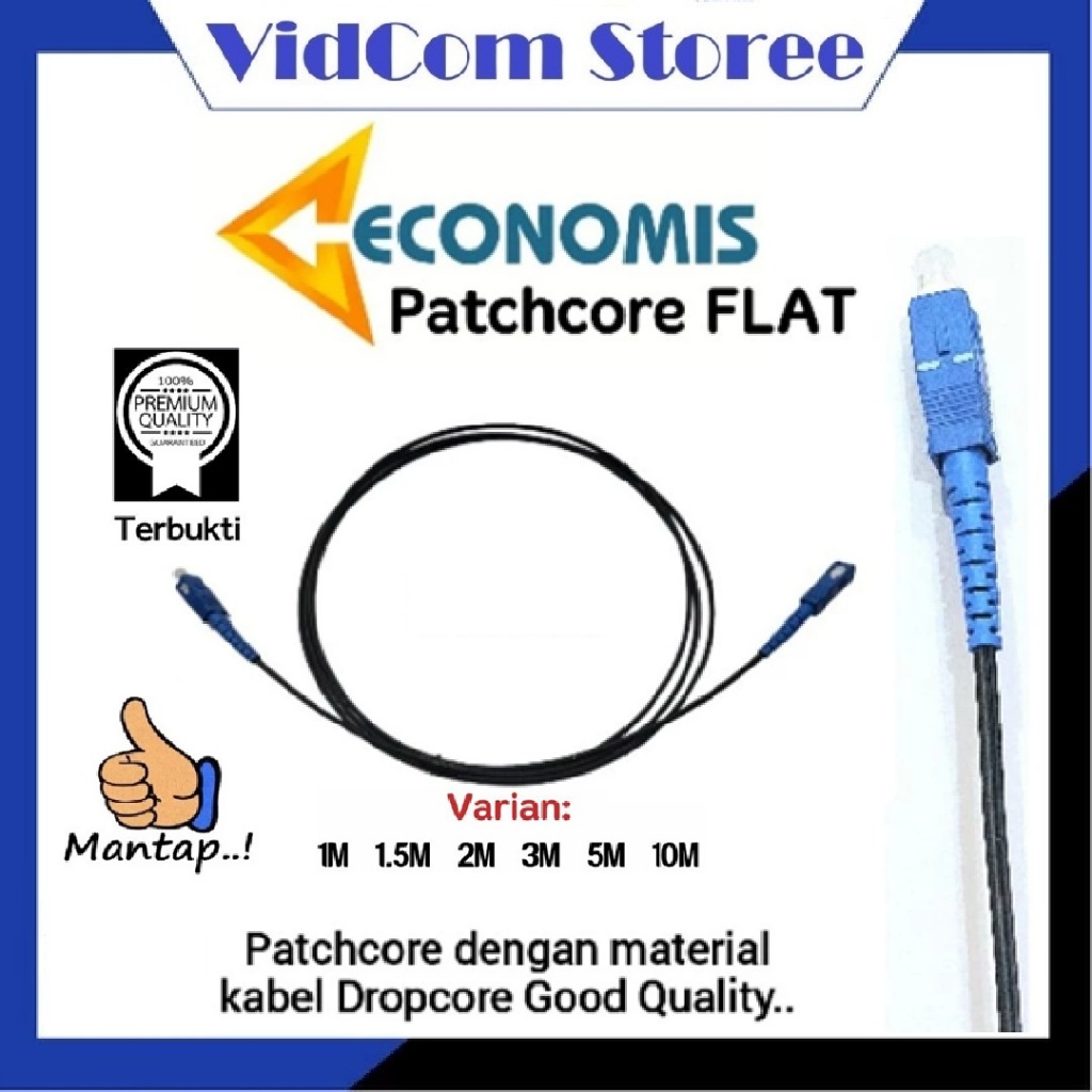 Patchcore GEPENG / FLAT ECONOMIS Fiber Optic Hitam 3mm Bahan Dropcore - Patchcord Black 3.0mm
