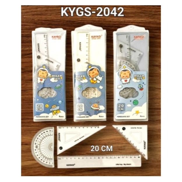 Jual Penggaris 4 in1 Ruler Set / Garisan 20cm Set Isi 4 Pcs Lengkap ...
