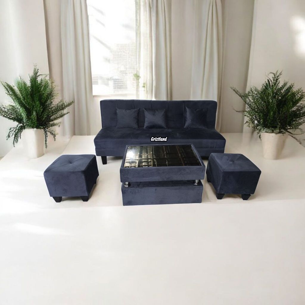 SOFA MINIMALIS RUANG TAMU+MEJA+2BUAH PUF