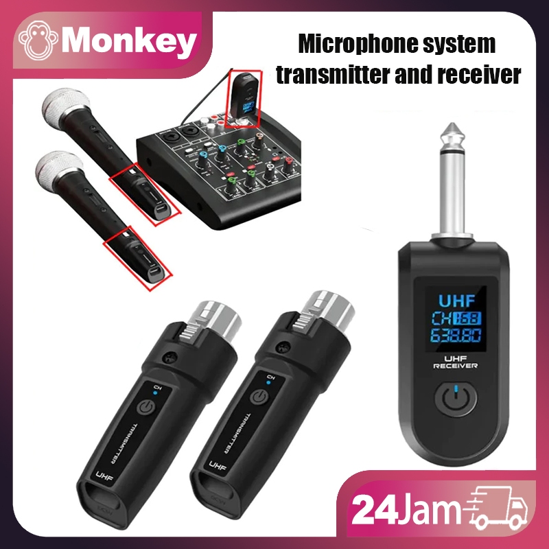Jual UHF XLR Adapter System Wireless Microphone Transmitter Receiver ...