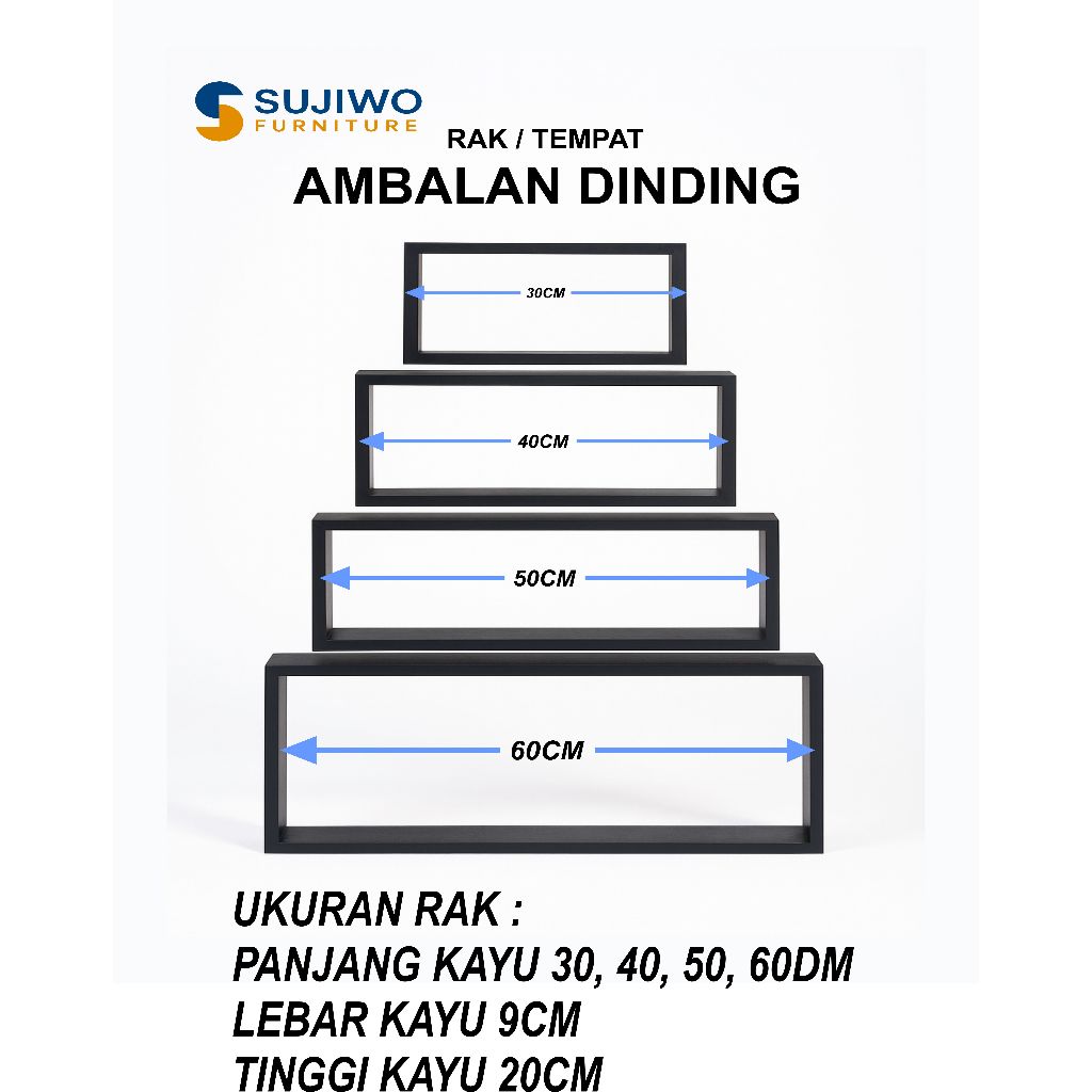 Jual Rak Buku Dinding Kayu Minimalis Rak Dinding Persegi panjang ukuran ...