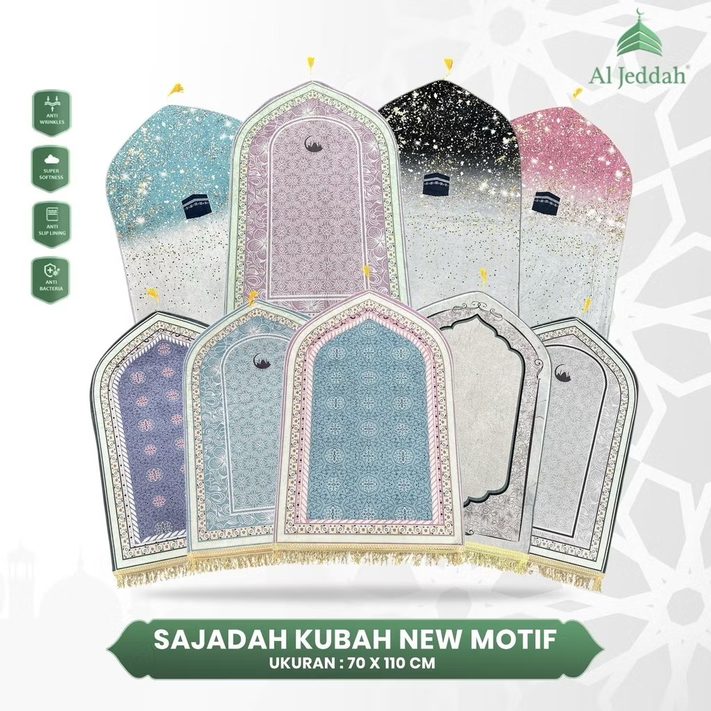 AL JEDDAH KUBAH MOTIF 70x110cm Sajadah Kubah Motif Aesthetic Tebal Jumbo Empuk Premium Busa Antislip