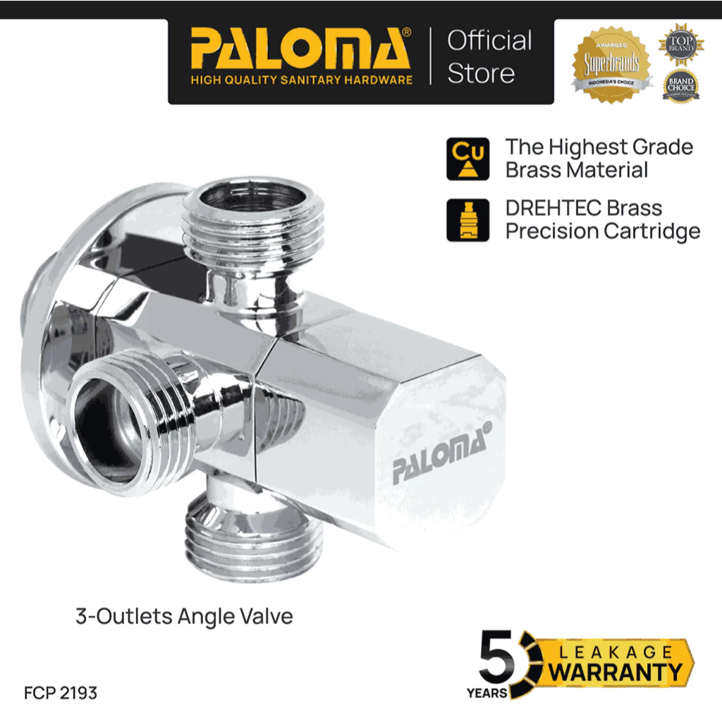 PALOMA FCP 2193 Keran Stop Cabang Keran Toilet Keran WC Keran Jet Shower Wall Tembok Keran Water Air Brass Kuningan Chrome Krom - foto 1