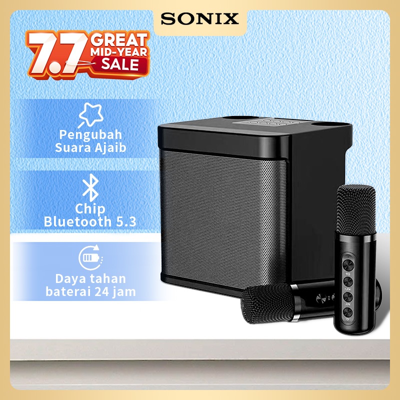Sonix Speaker SK04 Bluetooth Karaoke 2Mic Speaker Aktif Full Bass Subwoofer 3D Stereo TV AUX HiFi KTV Equipment Wireless Portable Musik Box For Family Party