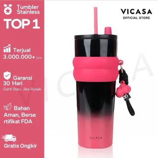 VICASA Tumbler 26oz / 710ML Mug Kopi Stainless Steel Lapisan Keramik, Anti Bocor, Vacuum Insulated Thermos – Tahan Panas 12 Jam, Tahan Dingin 24 Jam