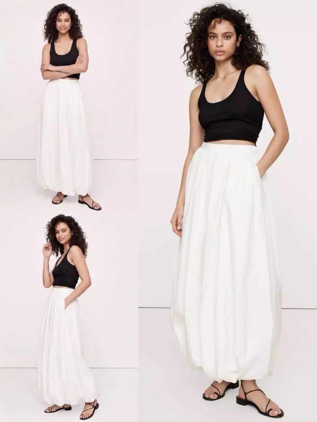 Rok Panjang Wanita BR Women's Cotton Poplin Bubble-Hem Maxi Skirt - 2749