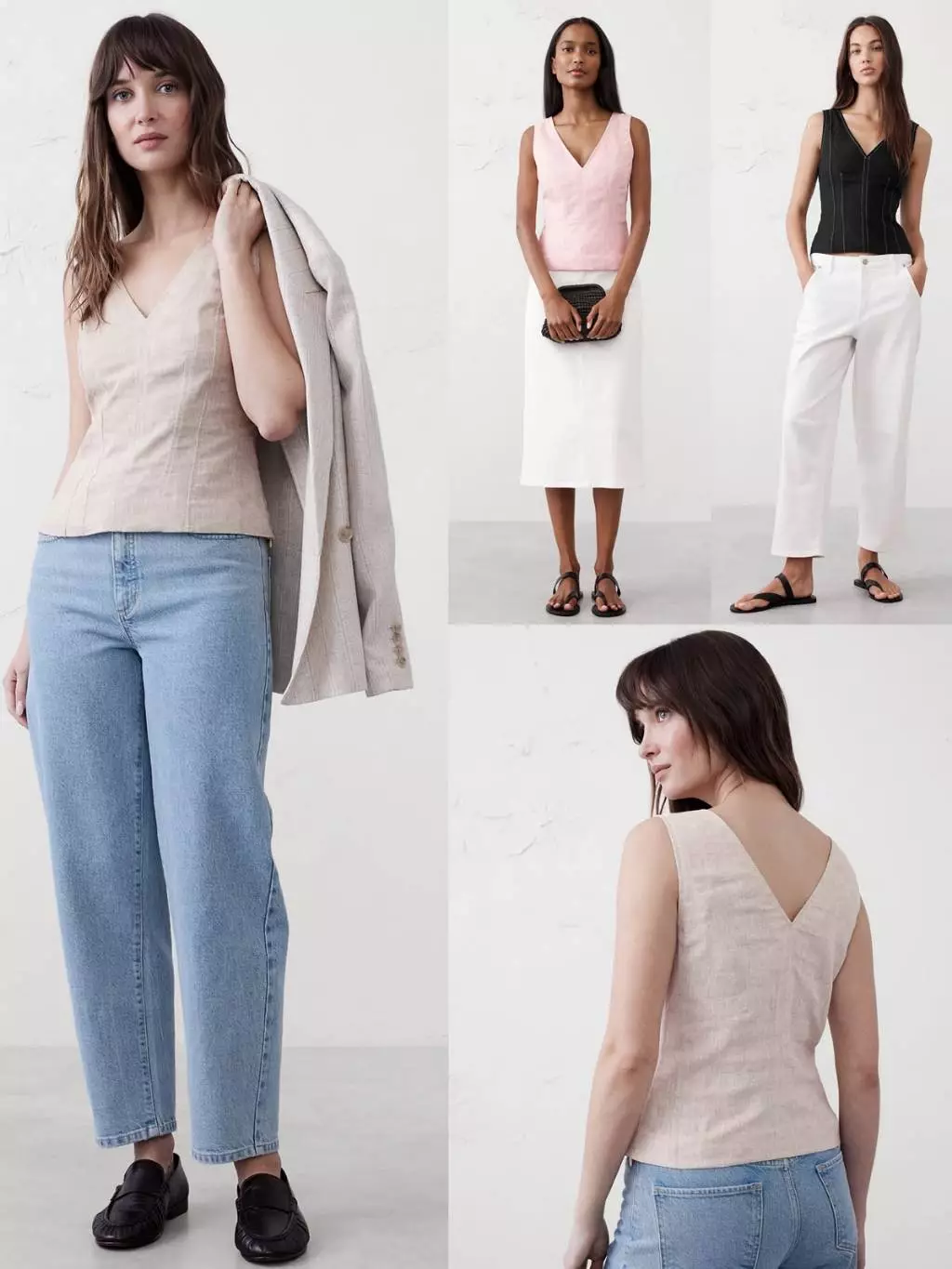Atasan Lekbong Wanita BR Linen-Blend Corset Top - 2761