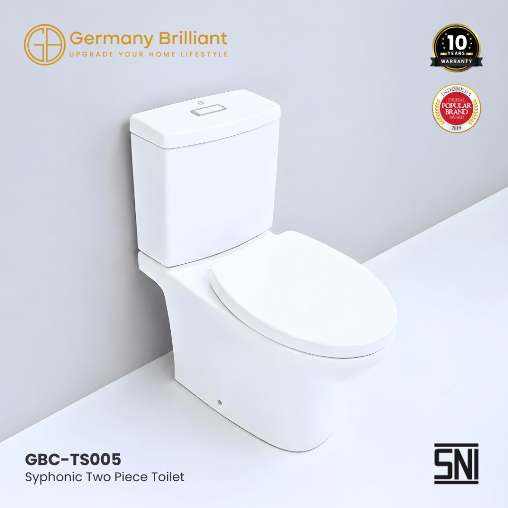 Germany Brilliant Closet Siphonic Kloset Duduk Toilet Jarak AS 30cm GBC-TS005