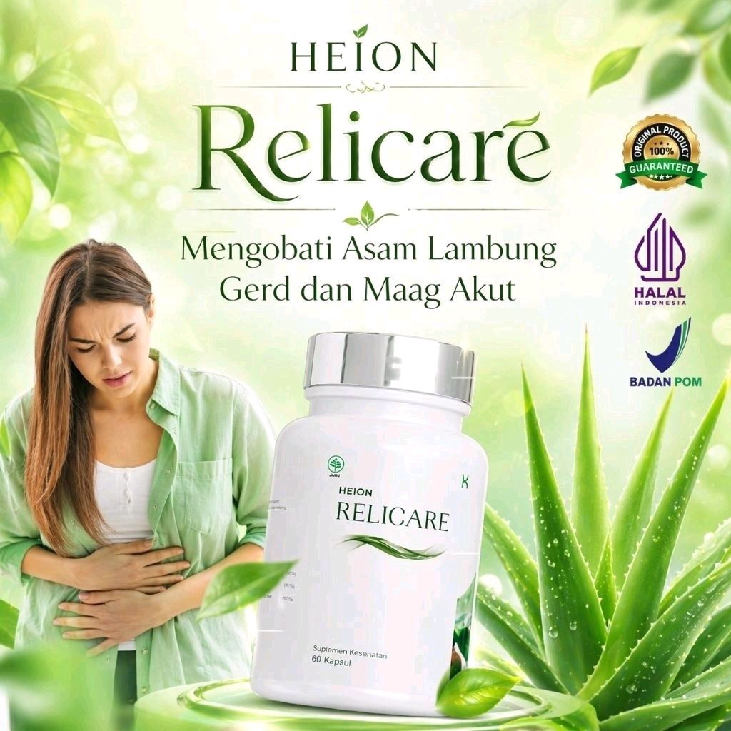 Heion Relicare 60 KAPSUL - Solusi Ampuh Asam Lambung , Maag , dan Gerd BPOM HERBAL ALAMI