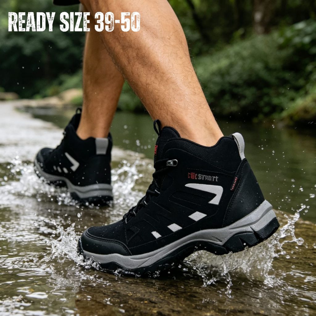 Sepatu Gunung Pria Anti Air Waterproof Hiking Anti Slip Sol Vibran