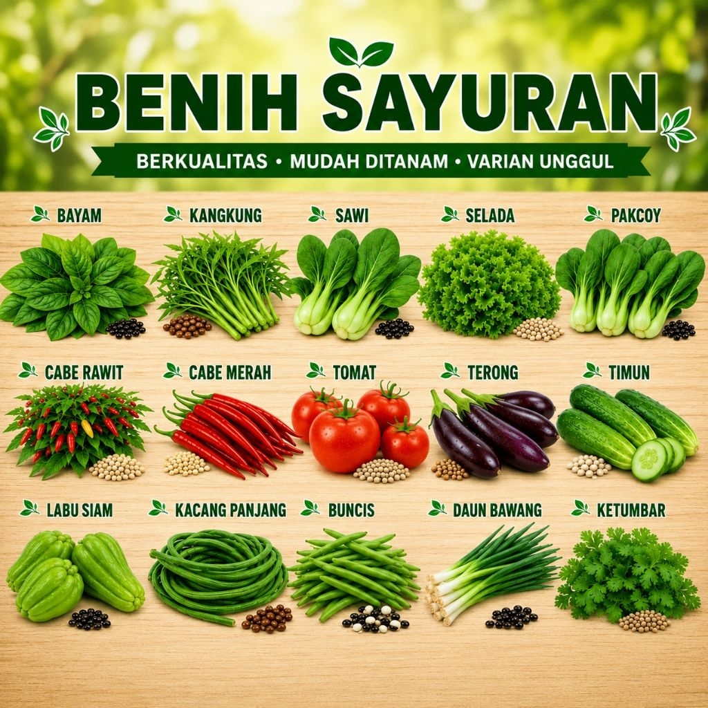 Aneka Bibit Benih Sayur Sayuran Berkualitas Paket Lengkap Varian Unggul dan Mudah Tumbuh