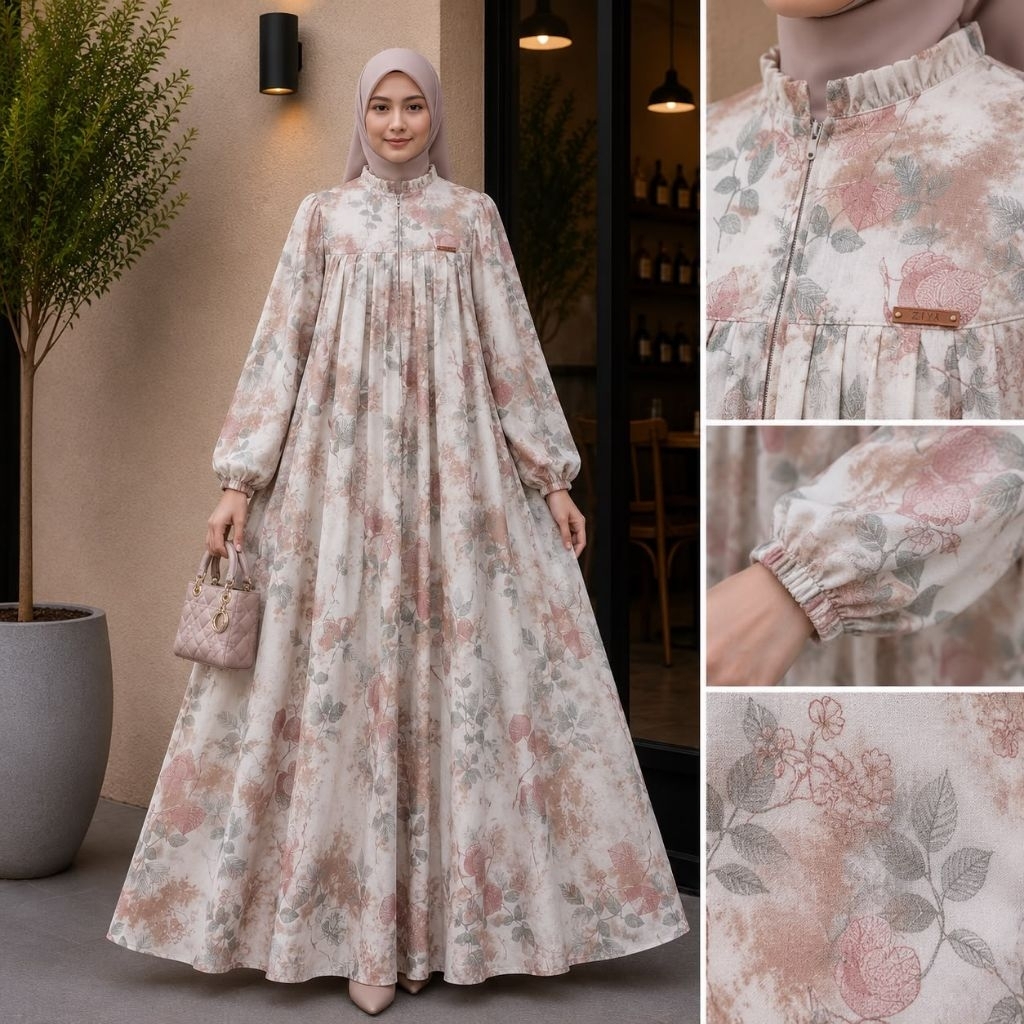 EMICA DRESS By ZIYA DAILY FASHION ~ Gamis Ceruty Babydoll Full Furing Terbaru