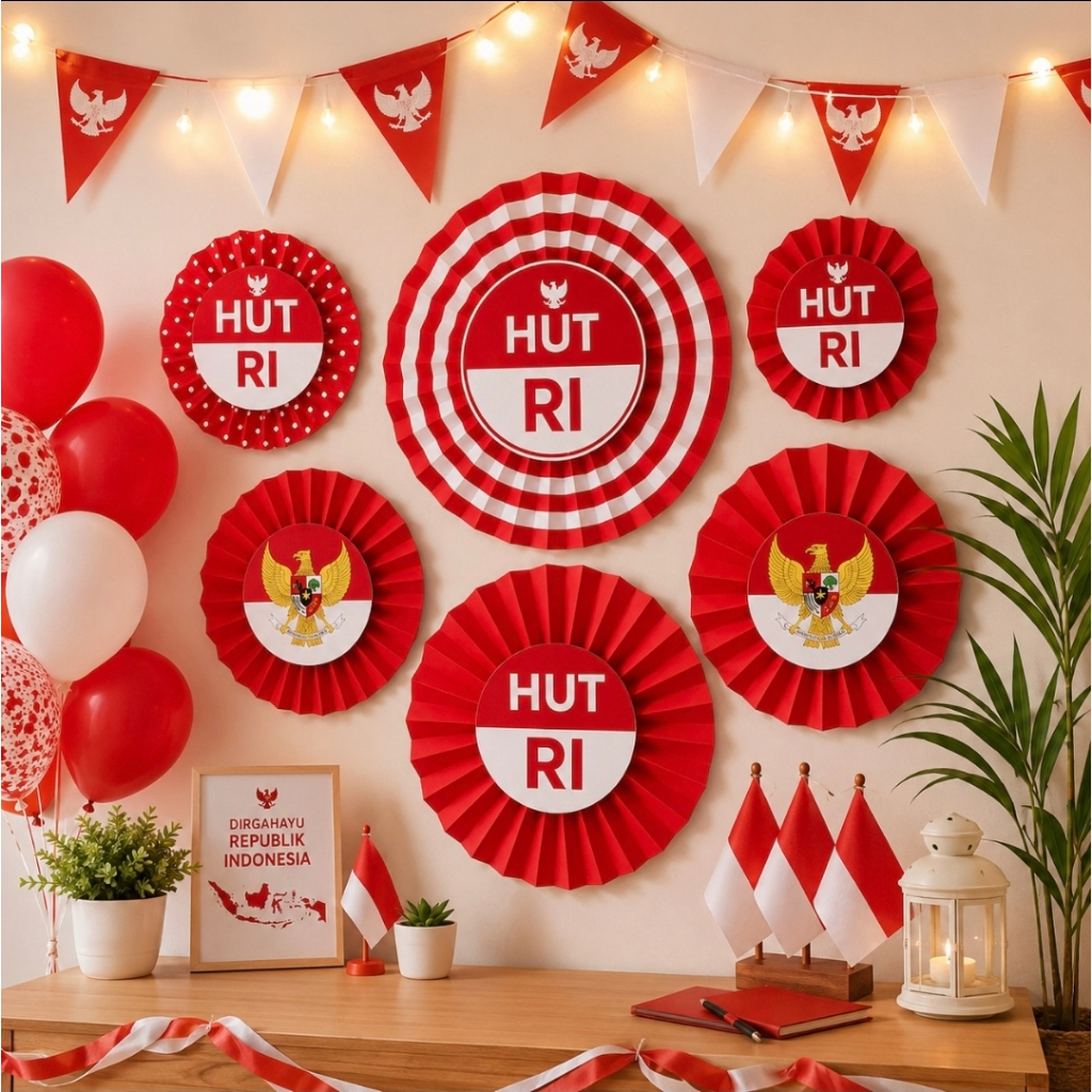 Paperfan Dirgahayu RI / Paper Fan Merah Putih HUT RI 17 Agustus Set 6in1