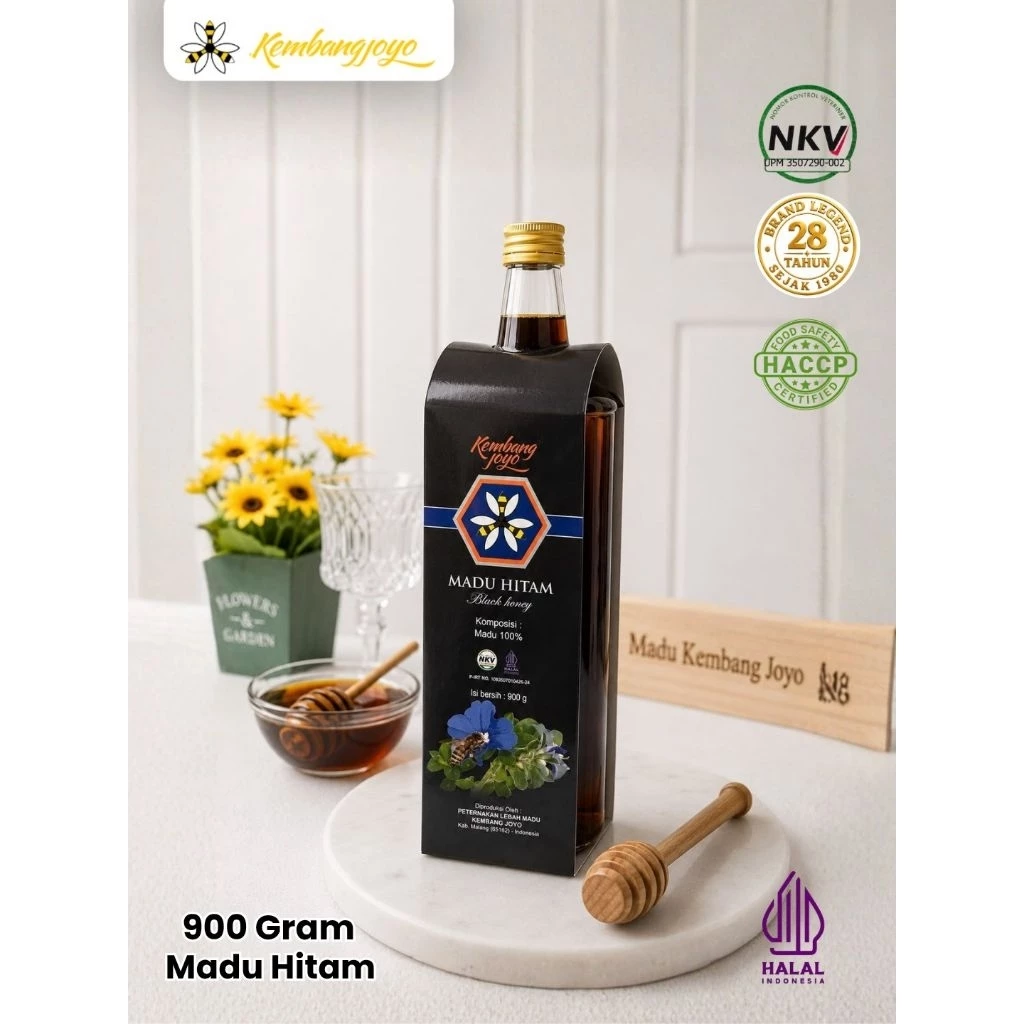 MADU KEMBANG JOYO MADU HITAM 900 GR | MENETRALISIR ASAM LAMBUNG BATUK DAN ASAM URAT - foto 1