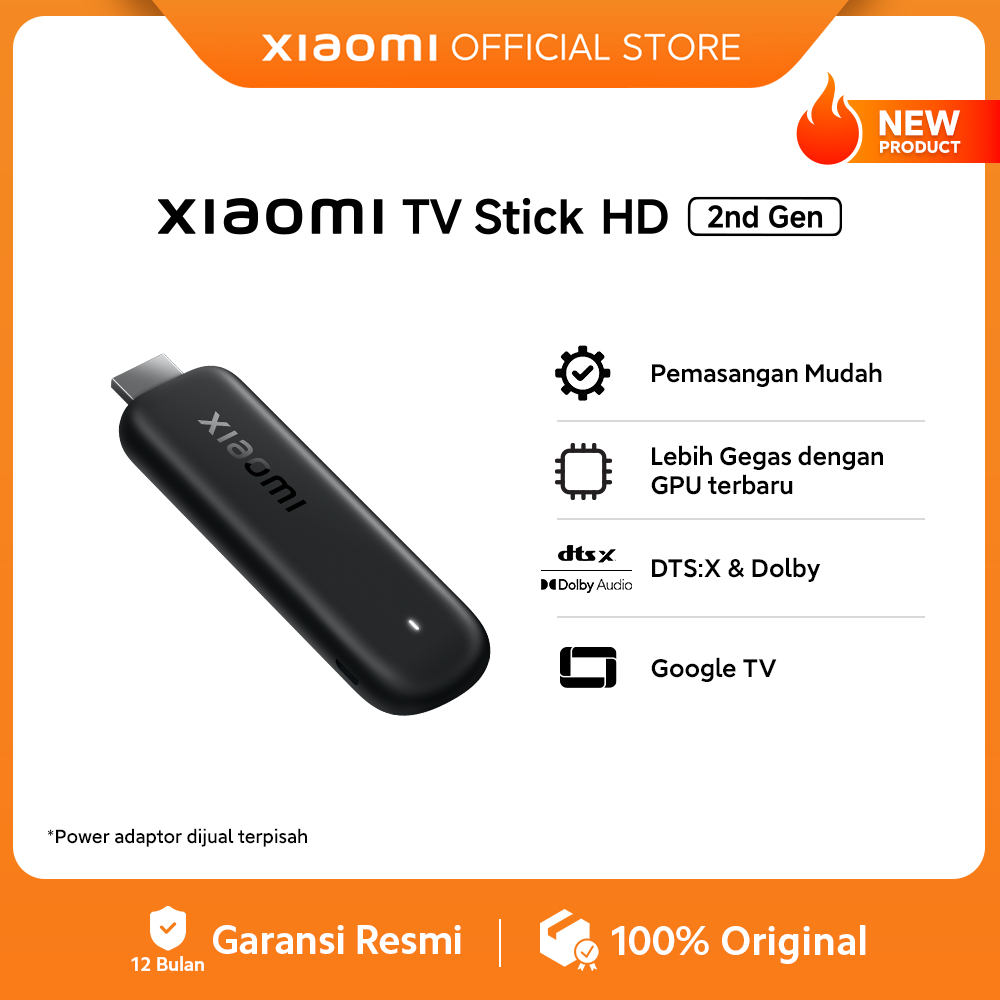 Xiaomi TV Stick HD (2nd Gen) | Pemasangan Mudah | Lebih Gegas dengan GPU terbaru | DTS:X & Dolby | Google TV | Mi TV Stick Android [Xiaomi Official Store]