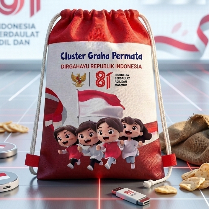 Tas Souvenir 17 Agustus Custom Serut Ransel Kemerdeakaan Republik Indonesia backpack Ngaji