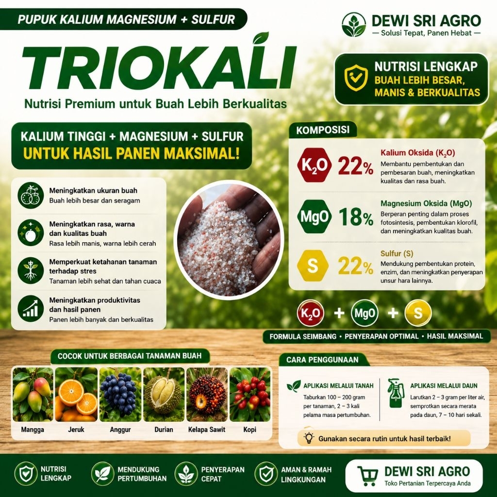 Pupuk Buah Triokali eceran 1 kg komposisi sama dengan suburkali lebih cepat larut