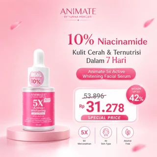 Animate 5x Active Whitening Facial Serum 20 ml 10% Niacinamide BPOM
