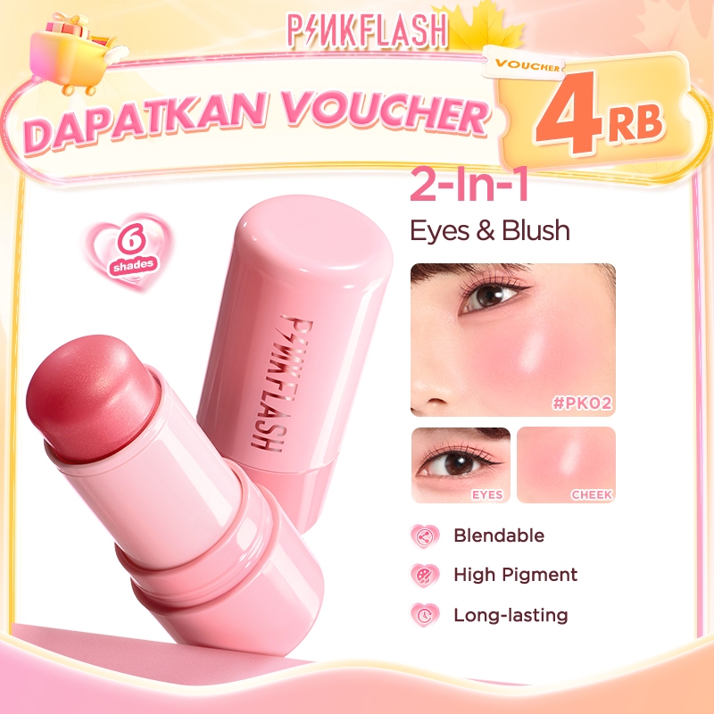 PINKFLASH Multi-Use Moisturizing Watery Blush Stick Healthy and Rosy Cream Blendeable High pigment Long-lasting Beginner-friendly