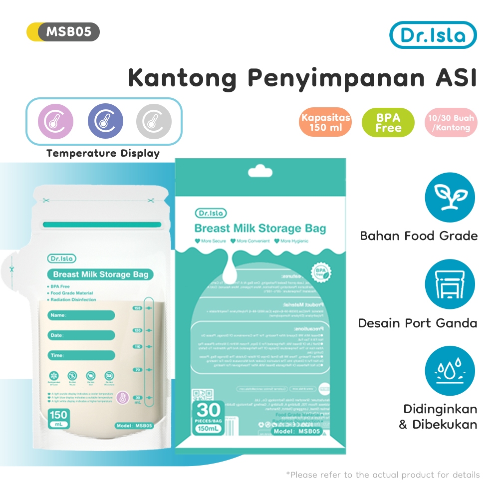 Dr.isla Kantong ASI 150ML Termokromik Penampung Plastik ASI BPA Free Breast Milk Storage Bag MSB05