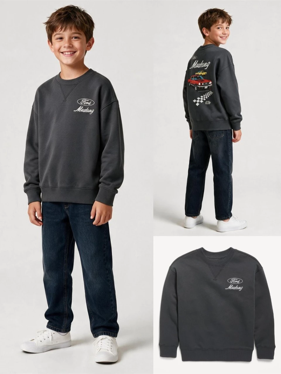 Sweater Junior Bahan Fleece OLN Oversized Kids Graphic Sweatshirt - 2855