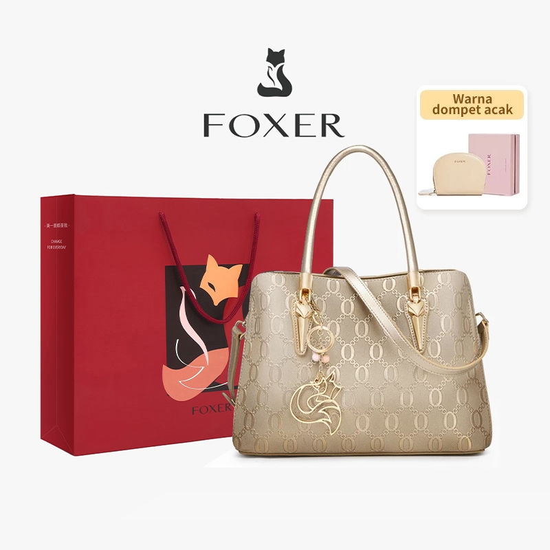 FOXER Tas Selempang Wanita Tas Tangan Kulit Asli Tas Wanita Elegan Ibu Ibu