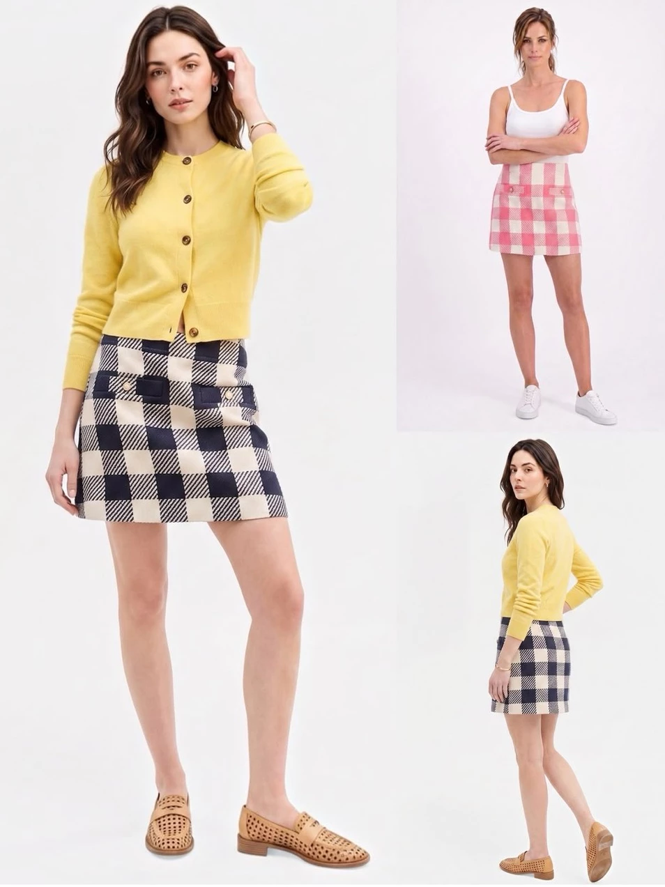 Rok Mini Wanita ONT Women's Gingham Tweed Mini Skirt - 2910